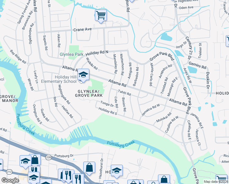 map of restaurants, bars, coffee shops, grocery stores, and more near 1022 Lido Road in Jacksonville
