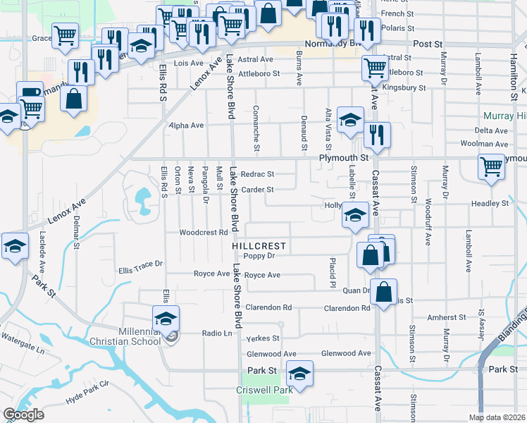 map of restaurants, bars, coffee shops, grocery stores, and more near 5347 Baycrest Road in Jacksonville