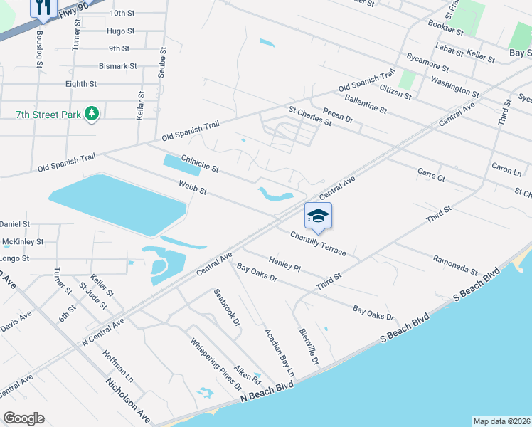 map of restaurants, bars, coffee shops, grocery stores, and more near 864 Webb Street in Bay St. Louis