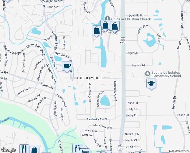 map of restaurants, bars, coffee shops, grocery stores, and more near in Jacksonville