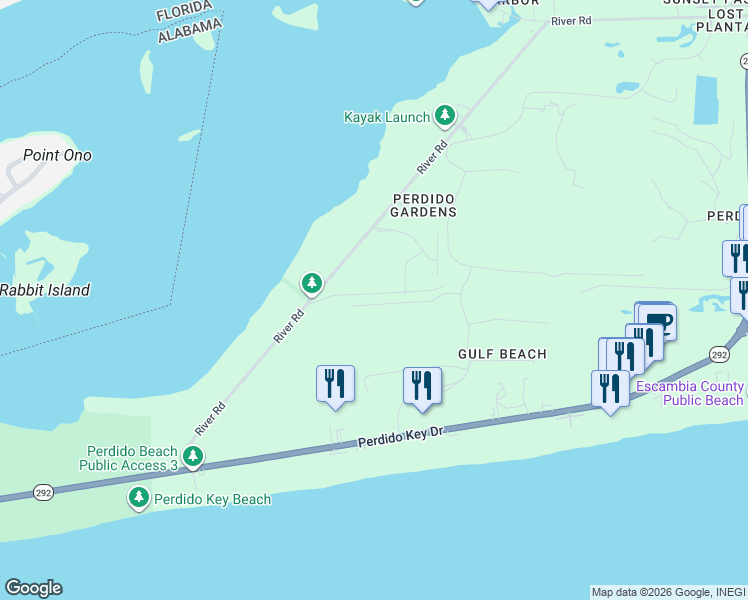 map of restaurants, bars, coffee shops, grocery stores, and more near 14605 Salt Meadow Drive in Pensacola