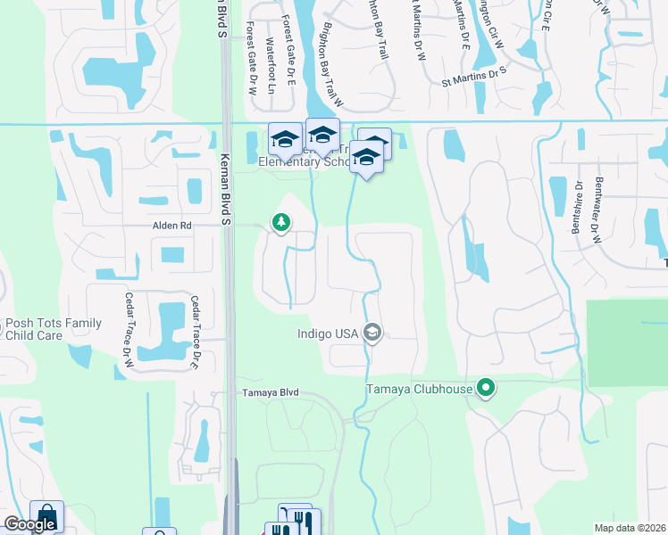 map of restaurants, bars, coffee shops, grocery stores, and more near 2558 Alexia Circle in Jacksonville