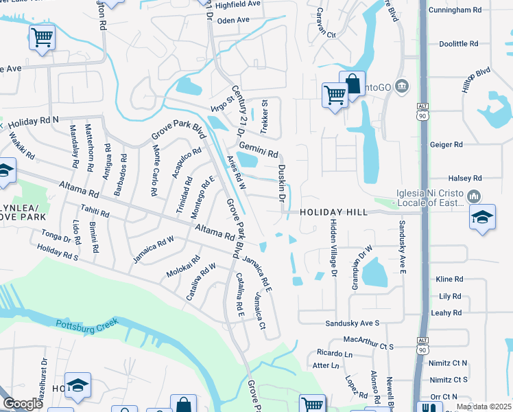 map of restaurants, bars, coffee shops, grocery stores, and more near 8446 Capricorn Street in Jacksonville