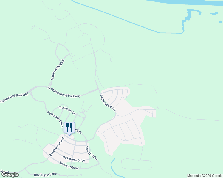 map of restaurants, bars, coffee shops, grocery stores, and more near 17 Roundwood Drive in Inlet Beach