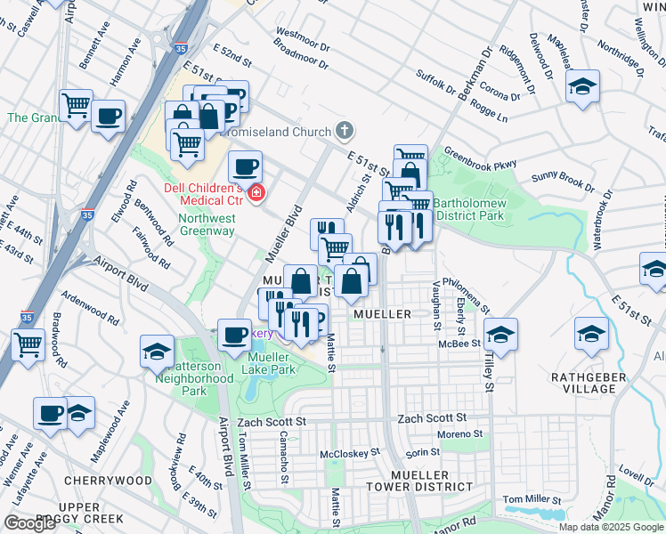 map of restaurants, bars, coffee shops, grocery stores, and more near 2006 Philomena Street in Austin