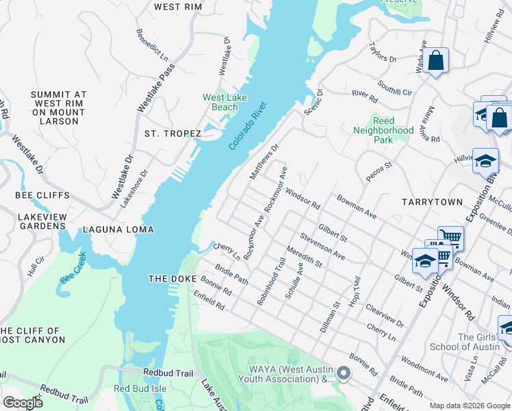 map of restaurants, bars, coffee shops, grocery stores, and more near 3708 Stevenson Avenue in Austin