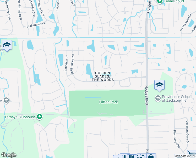 map of restaurants, bars, coffee shops, grocery stores, and more near 12872 Bentwater Drive in Jacksonville