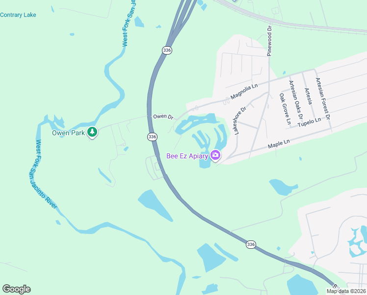 map of restaurants, bars, coffee shops, grocery stores, and more near 3307 Hamilton Circle in Conroe
