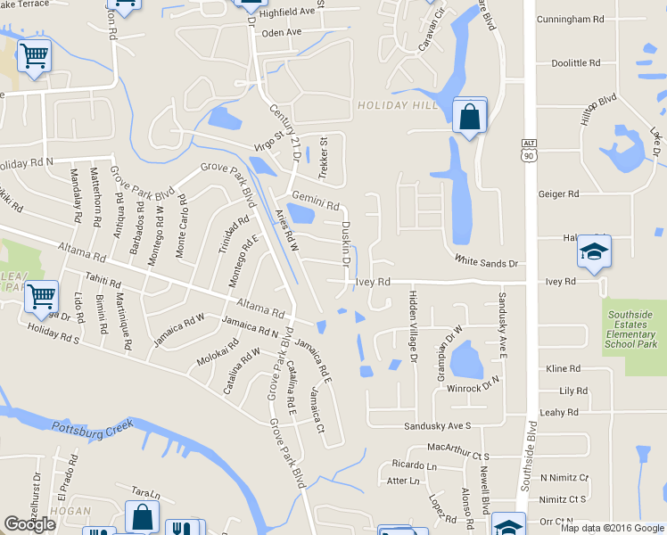 map of restaurants, bars, coffee shops, grocery stores, and more near 8446 Capricorn Street in Jacksonville