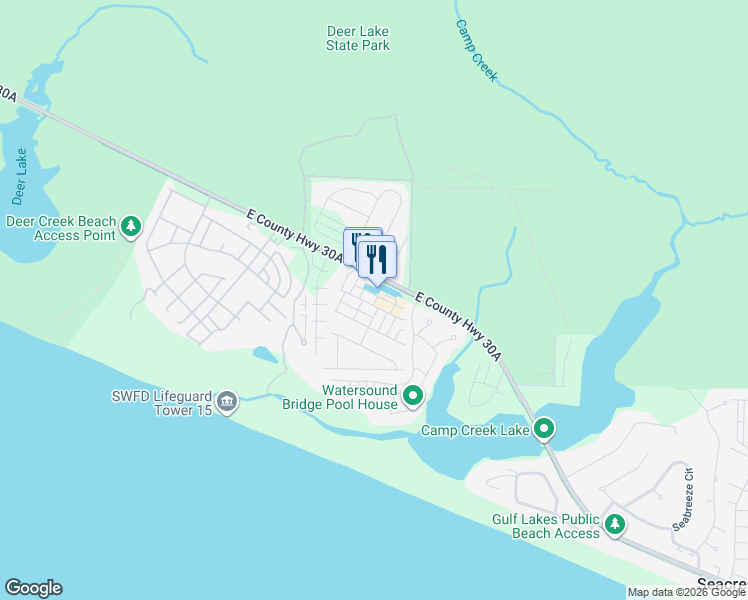 map of restaurants, bars, coffee shops, grocery stores, and more near 39 Pleasant Street in Panama City Beach