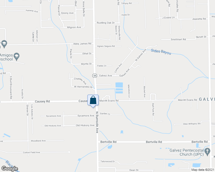map of restaurants, bars, coffee shops, grocery stores, and more near 41053 Fairmont Avenue in Prairieville