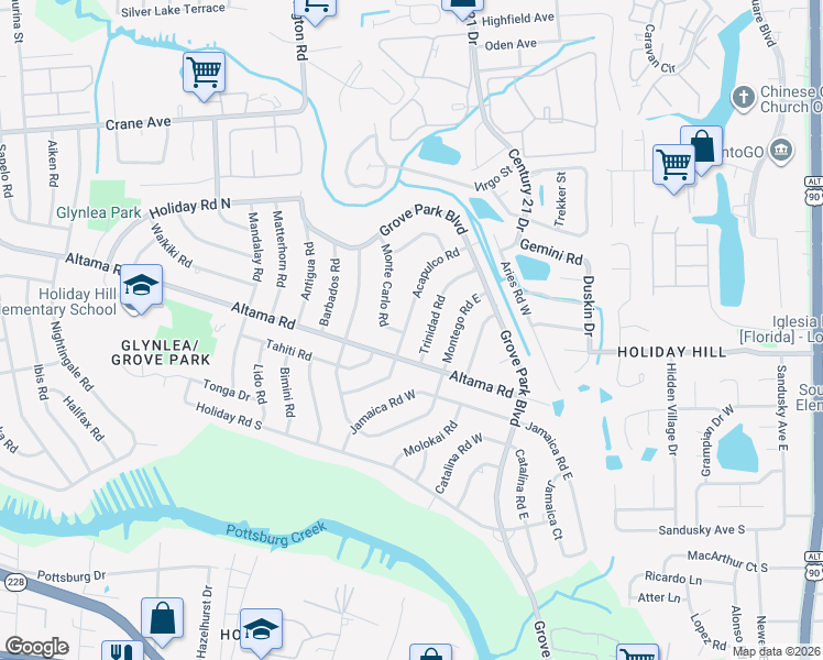 map of restaurants, bars, coffee shops, grocery stores, and more near 827 Acapulco Road in Jacksonville