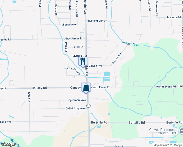 map of restaurants, bars, coffee shops, grocery stores, and more near 41019 Fairmont Avenue in Prairieville