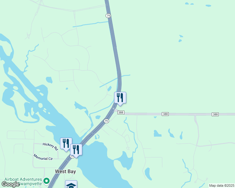 map of restaurants, bars, coffee shops, grocery stores, and more near 9399 Florida 79 in Panama City Beach