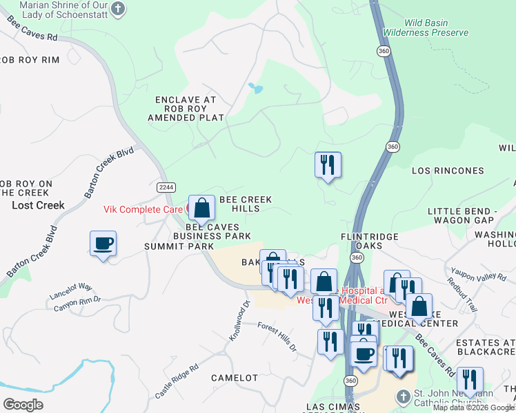 map of restaurants, bars, coffee shops, grocery stores, and more near 6508 Canon Wren Drive in Austin