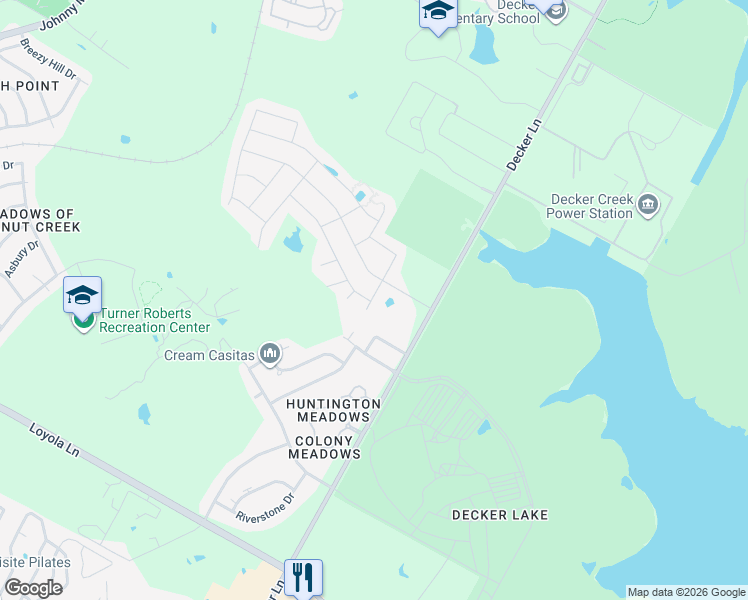 map of restaurants, bars, coffee shops, grocery stores, and more near 7513 Smallwood Drive in Austin
