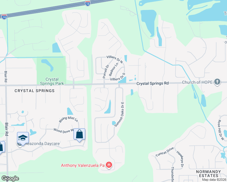 map of restaurants, bars, coffee shops, grocery stores, and more near 1228 Summit Oaks Drive West in Jacksonville