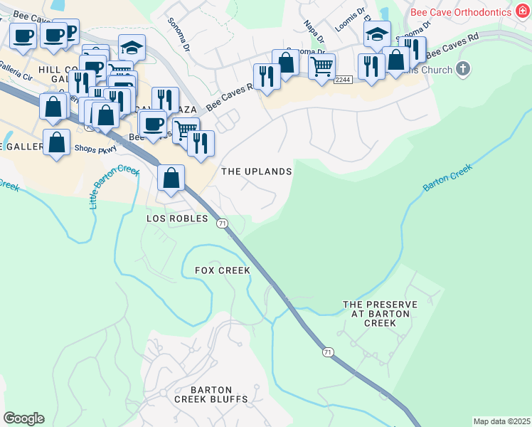 map of restaurants, bars, coffee shops, grocery stores, and more near 4009 Lochwood Bend Ct in Bee Cave
