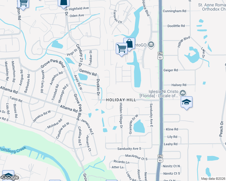 map of restaurants, bars, coffee shops, grocery stores, and more near 8793 Townsquare Court in Jacksonville