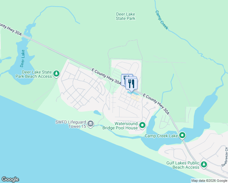 map of restaurants, bars, coffee shops, grocery stores, and more near 273 East Salt Box Lane in Panama City Beach