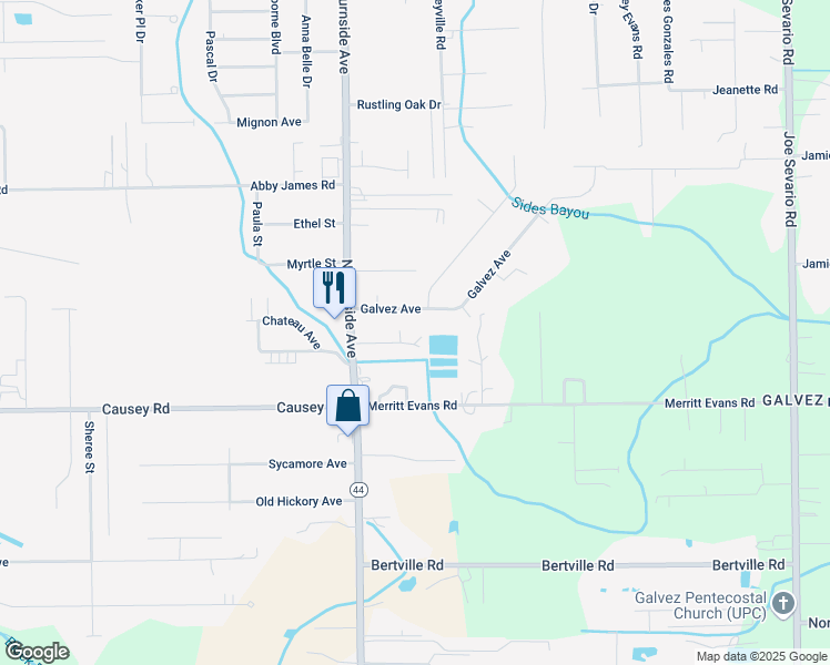 map of restaurants, bars, coffee shops, grocery stores, and more near 41070 Fairmont Avenue in Prairieville