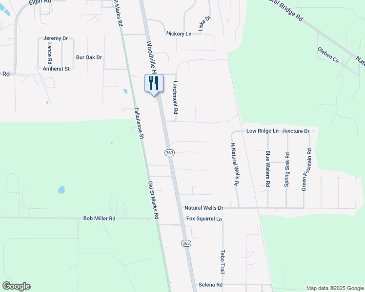 map of restaurants, bars, coffee shops, grocery stores, and more near 10207 Woodville Highway in Tallahassee