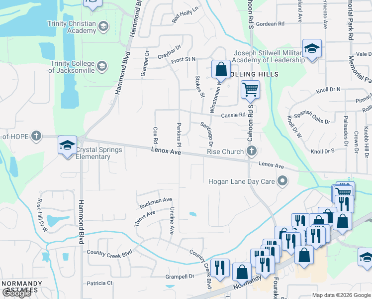 map of restaurants, bars, coffee shops, grocery stores, and more near 1246 Sizemore Ct in Jacksonville