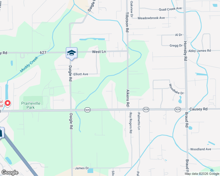 map of restaurants, bars, coffee shops, grocery stores, and more near 16097 Tiger Heights Road in Prairieville