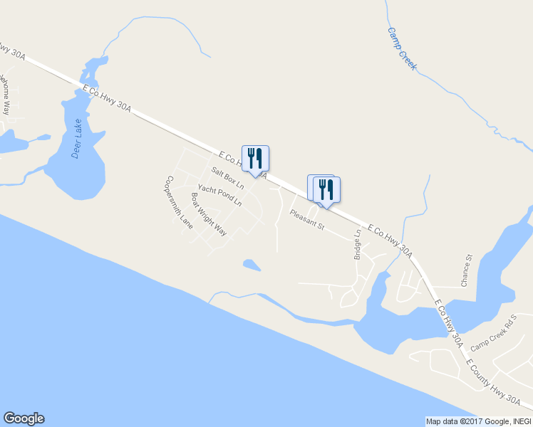 map of restaurants, bars, coffee shops, grocery stores, and more near 273 East Salt Box Lane in Panama City Beach