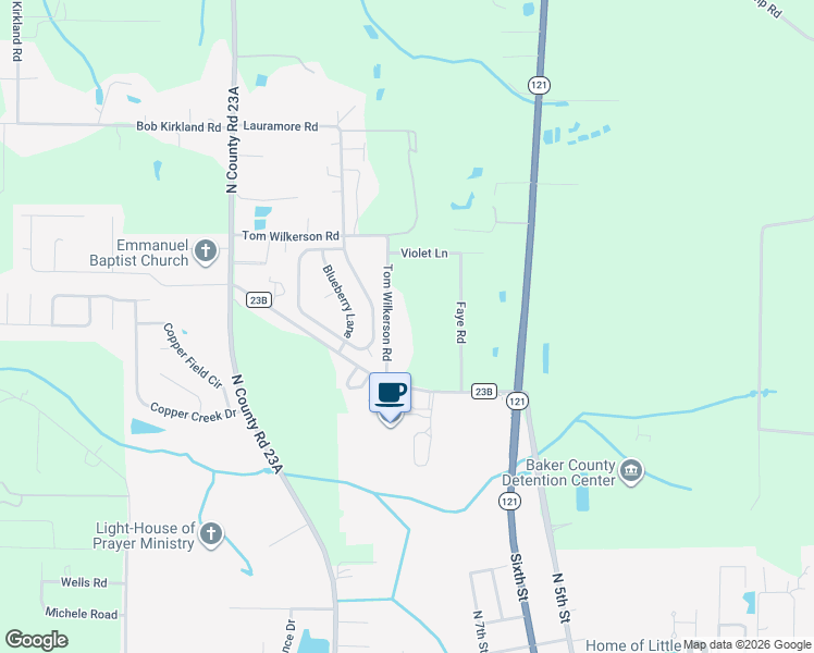 map of restaurants, bars, coffee shops, grocery stores, and more near 11829 Tom Wilkerson Road in Macclenny