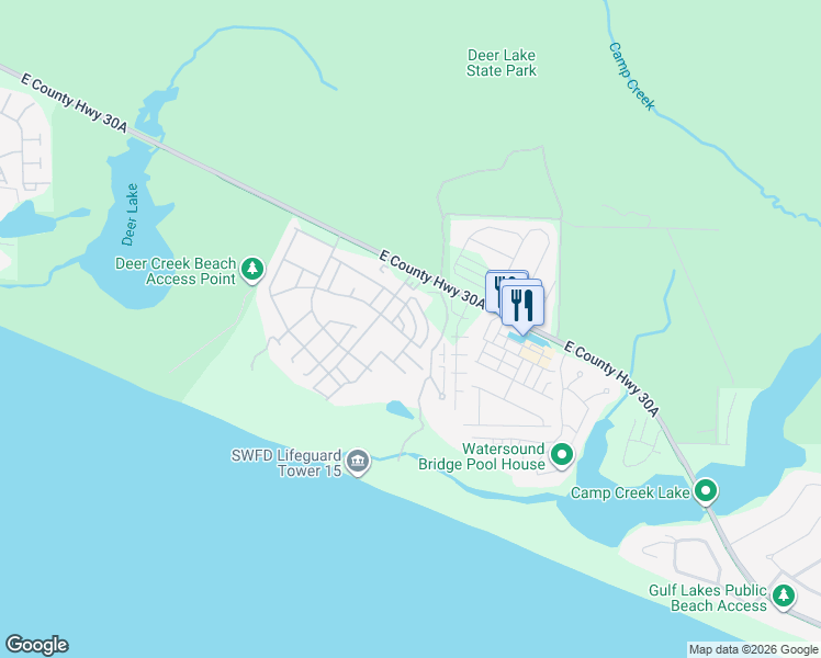 map of restaurants, bars, coffee shops, grocery stores, and more near 274 East Salt Box Lane in Panama City Beach