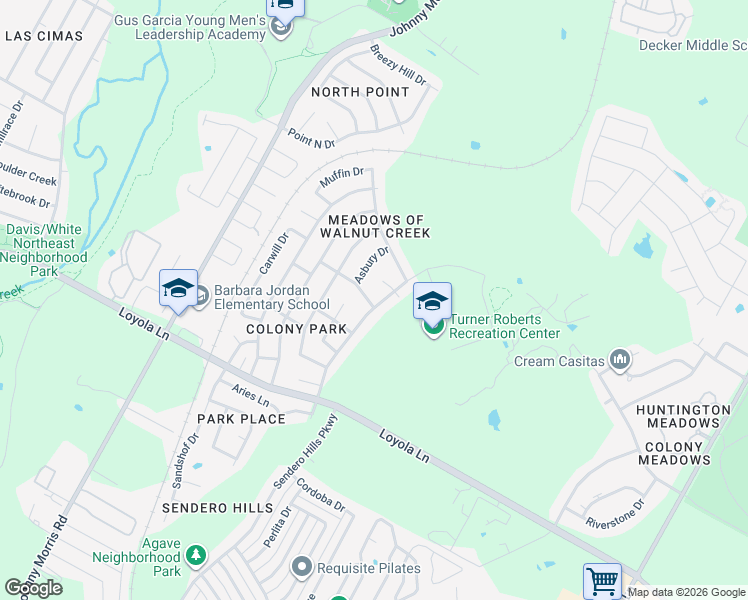 map of restaurants, bars, coffee shops, grocery stores, and more near 7000 Colony Loop Drive in Austin