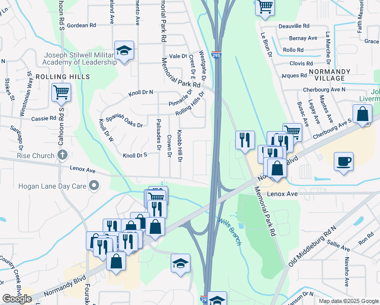 map of restaurants, bars, coffee shops, grocery stores, and more near 1128 Skye Drive West in Jacksonville