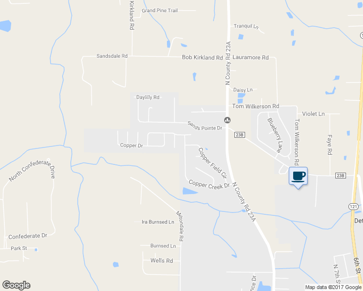 map of restaurants, bars, coffee shops, grocery stores, and more near 1299 Copper Creek Drive in Macclenny