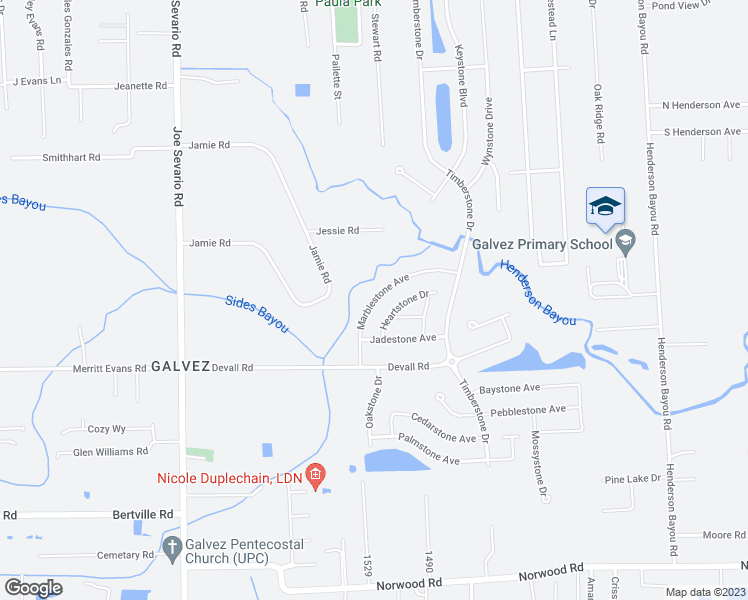 map of restaurants, bars, coffee shops, grocery stores, and more near 42271 Marblestone Avenue in Prairieville