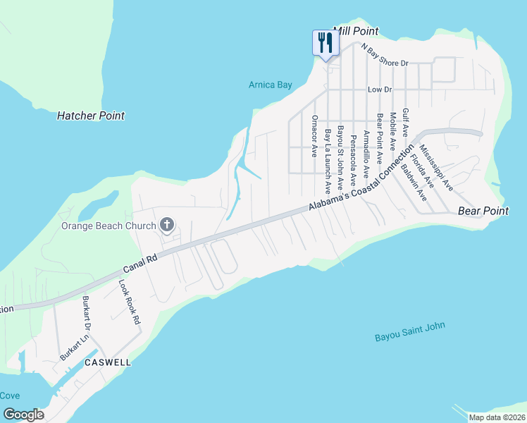 map of restaurants, bars, coffee shops, grocery stores, and more near 5273-5277 Greentree Rd in Orange Beach