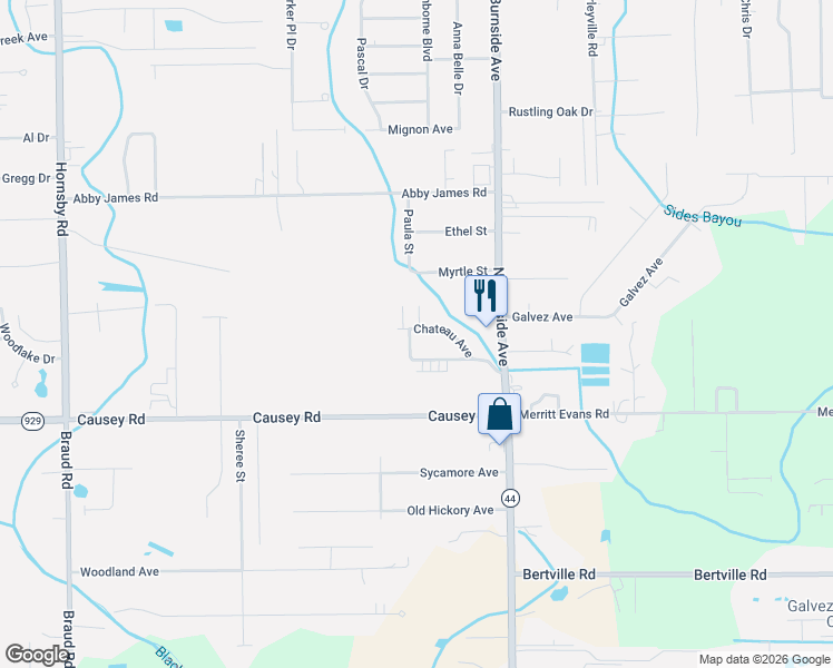 map of restaurants, bars, coffee shops, grocery stores, and more near 16102 North Hernandez Avenue in Prairieville