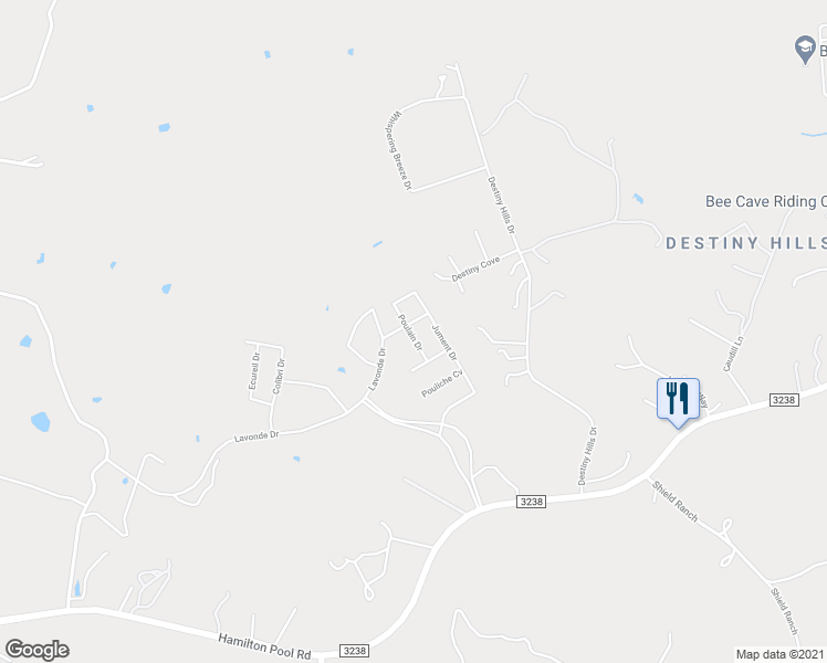 map of restaurants, bars, coffee shops, grocery stores, and more near 7216 Poulain Drive in Austin