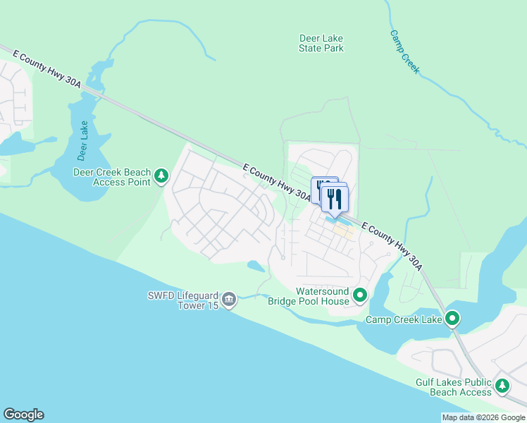 map of restaurants, bars, coffee shops, grocery stores, and more near 274 East Salt Box Lane in Panama City Beach