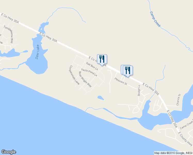 map of restaurants, bars, coffee shops, grocery stores, and more near 184 Yacht Pond Lane in Panama City Beach
