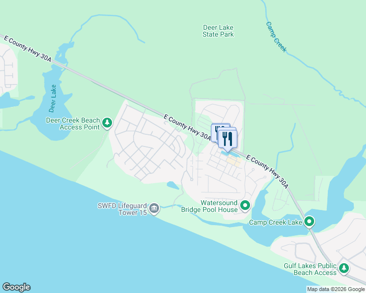 map of restaurants, bars, coffee shops, grocery stores, and more near 274 East Salt Box Lane in Panama City Beach