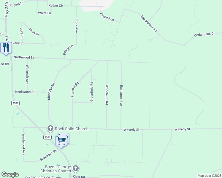 map of restaurants, bars, coffee shops, grocery stores, and more near 8426 Woodleigh Road in Youngstown