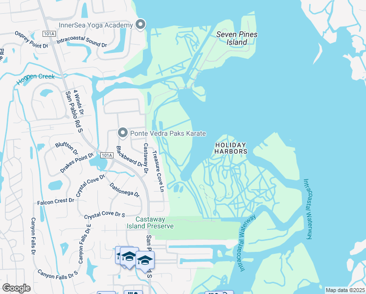 map of restaurants, bars, coffee shops, grocery stores, and more near 2833 San Pablo Road in Jacksonville