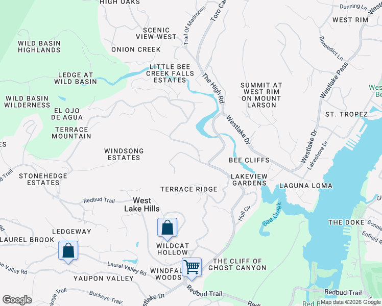 map of restaurants, bars, coffee shops, grocery stores, and more near 501 Terrace Mountain Drive in West Lake Hills