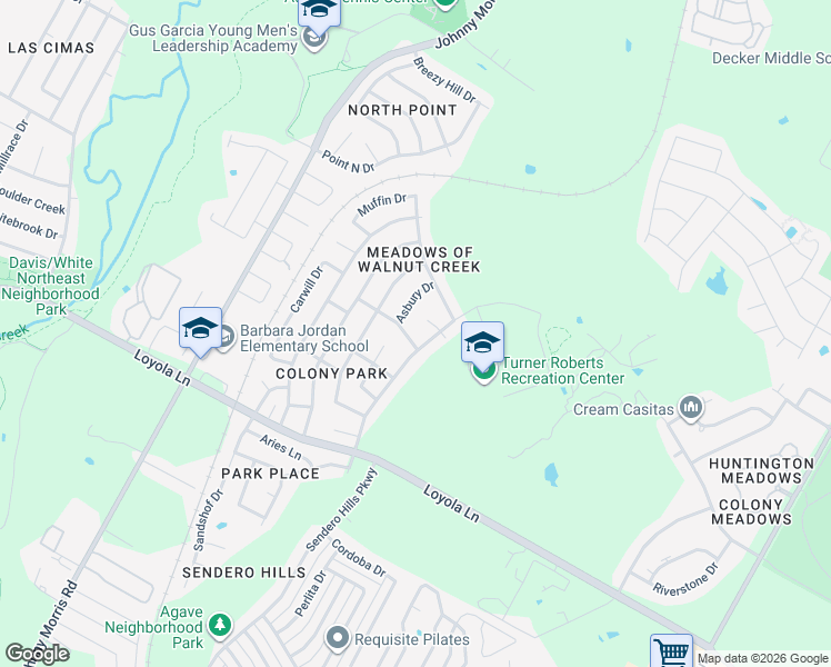 map of restaurants, bars, coffee shops, grocery stores, and more near 7000 Colony Loop Drive in Austin