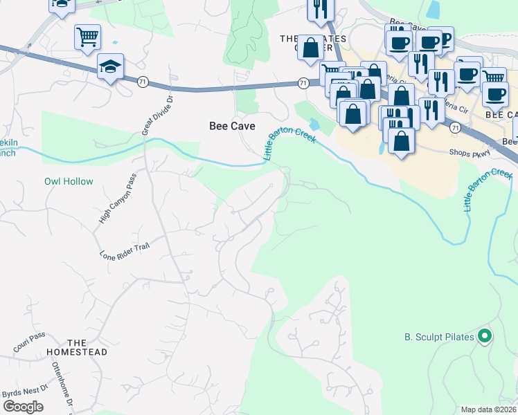 map of restaurants, bars, coffee shops, grocery stores, and more near 4725 Pecan Chase in Austin