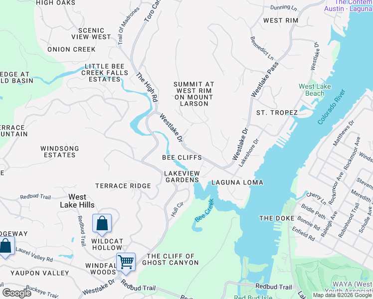 map of restaurants, bars, coffee shops, grocery stores, and more near 1867 Westlake Drive in Austin