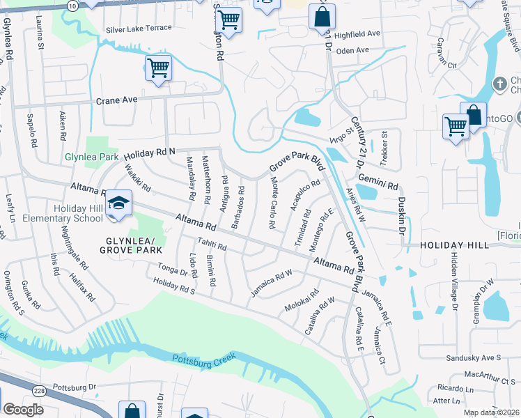 map of restaurants, bars, coffee shops, grocery stores, and more near 812 Monte Carlo Road in Jacksonville
