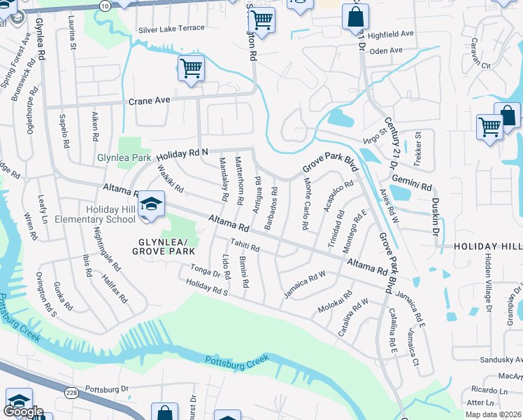 map of restaurants, bars, coffee shops, grocery stores, and more near 810 Antigua Road in Jacksonville