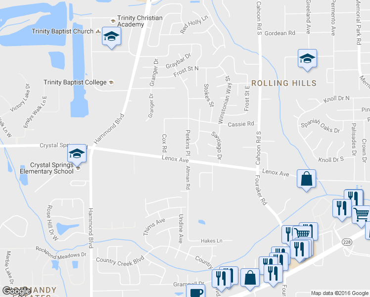 map of restaurants, bars, coffee shops, grocery stores, and more near 8425 Lenox Avenue in Jacksonville